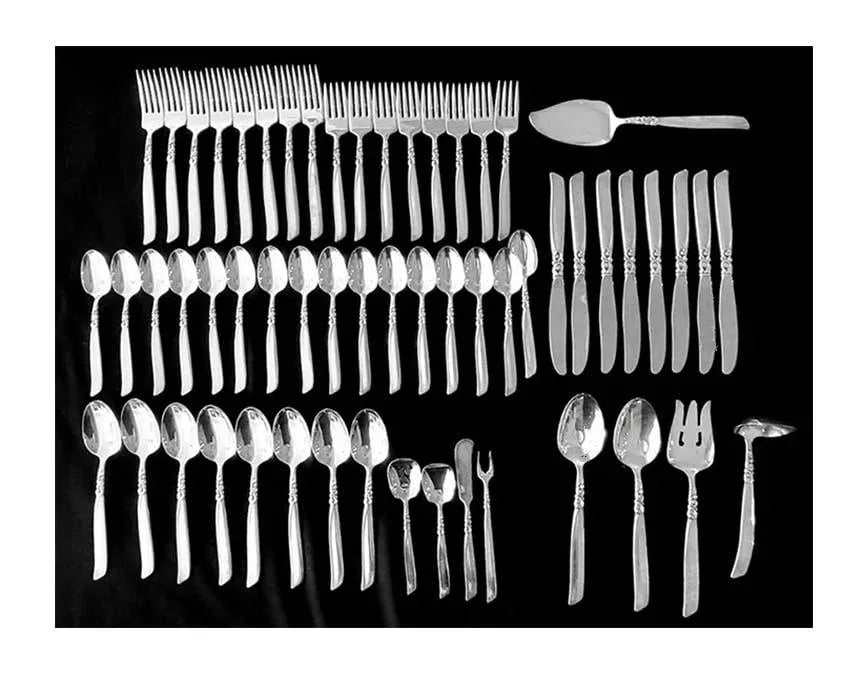 1950s Traditional South Seas Silverplate 1955) by Oneida Silver Flatware in Wooden Chest - 56 PCS - 4