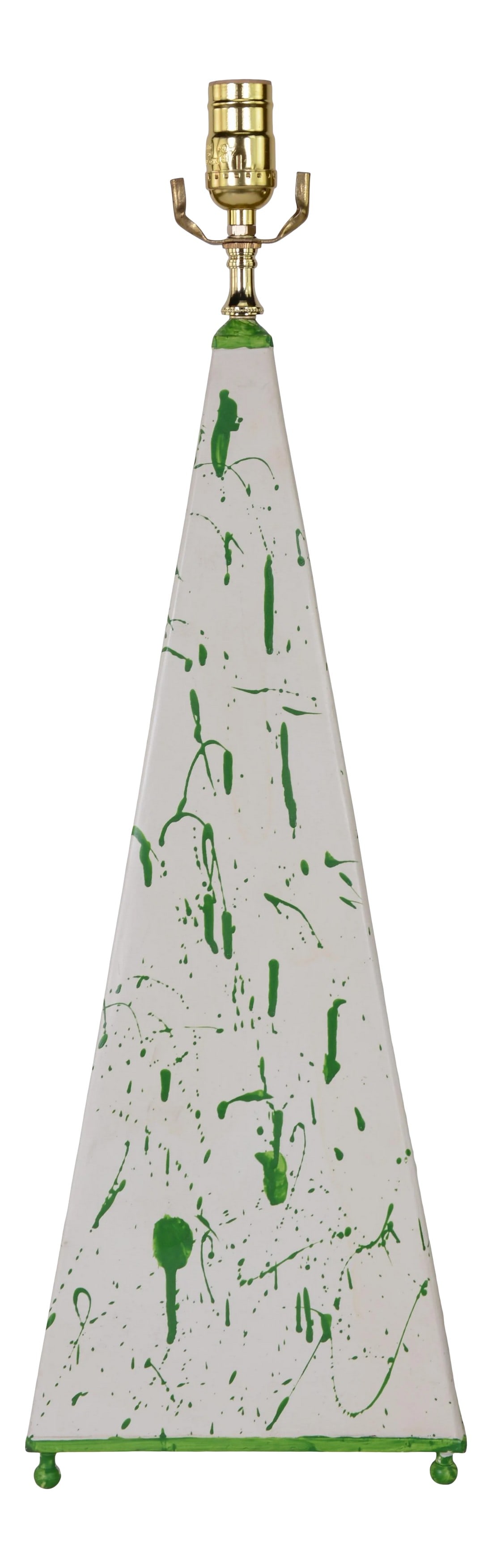 1970s French Hand-Painted Abstract Pattern Obelisk Lamp: 1970s French hand-painted abstract pattern obelisk lamp. Whimsical to the room. Condition: Imperfections: Some Imperfections Condition Notes: Good Condition, Original Condition Unaltered, Some