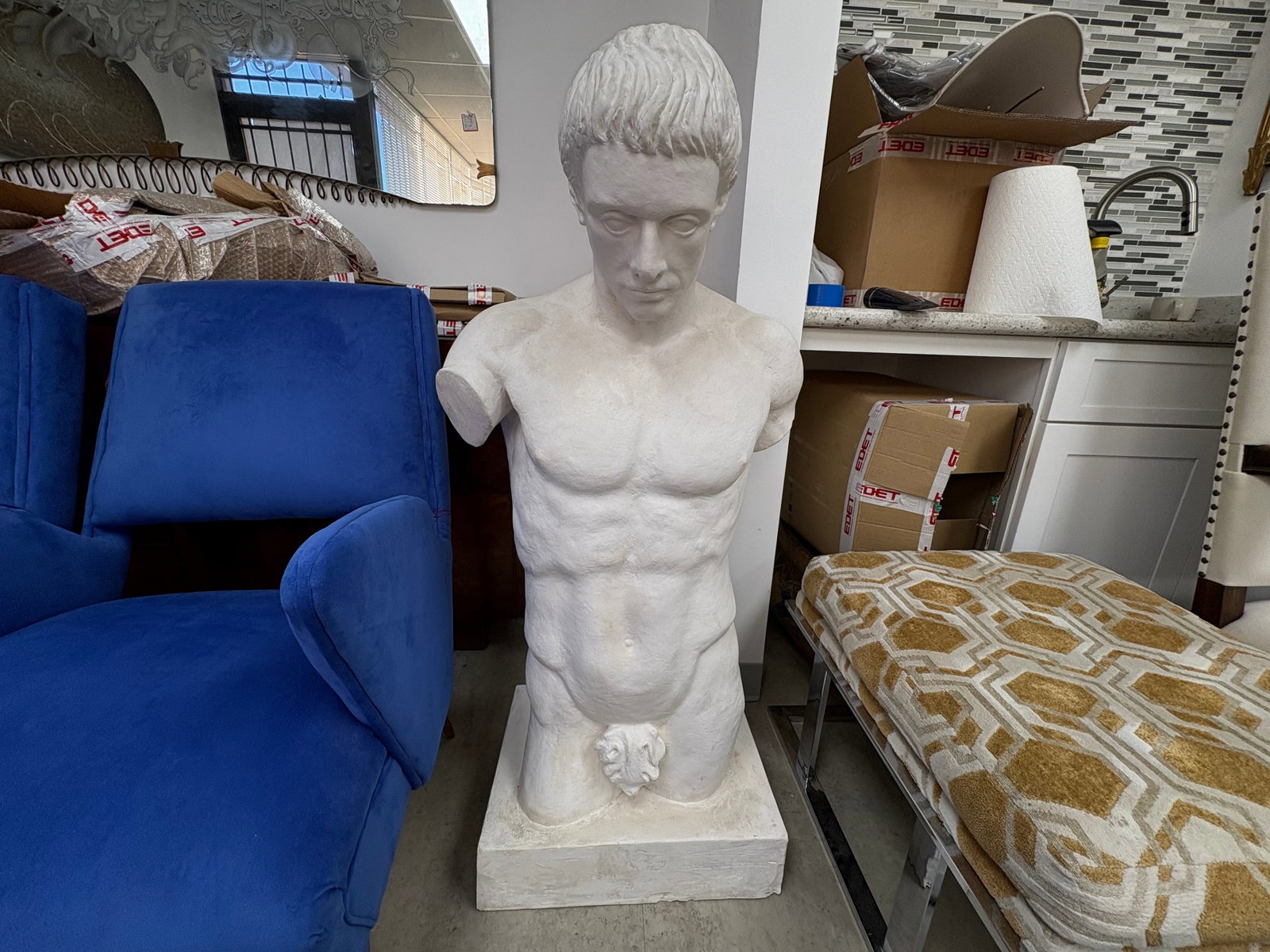 1950s French Plaster Male Torso - 3