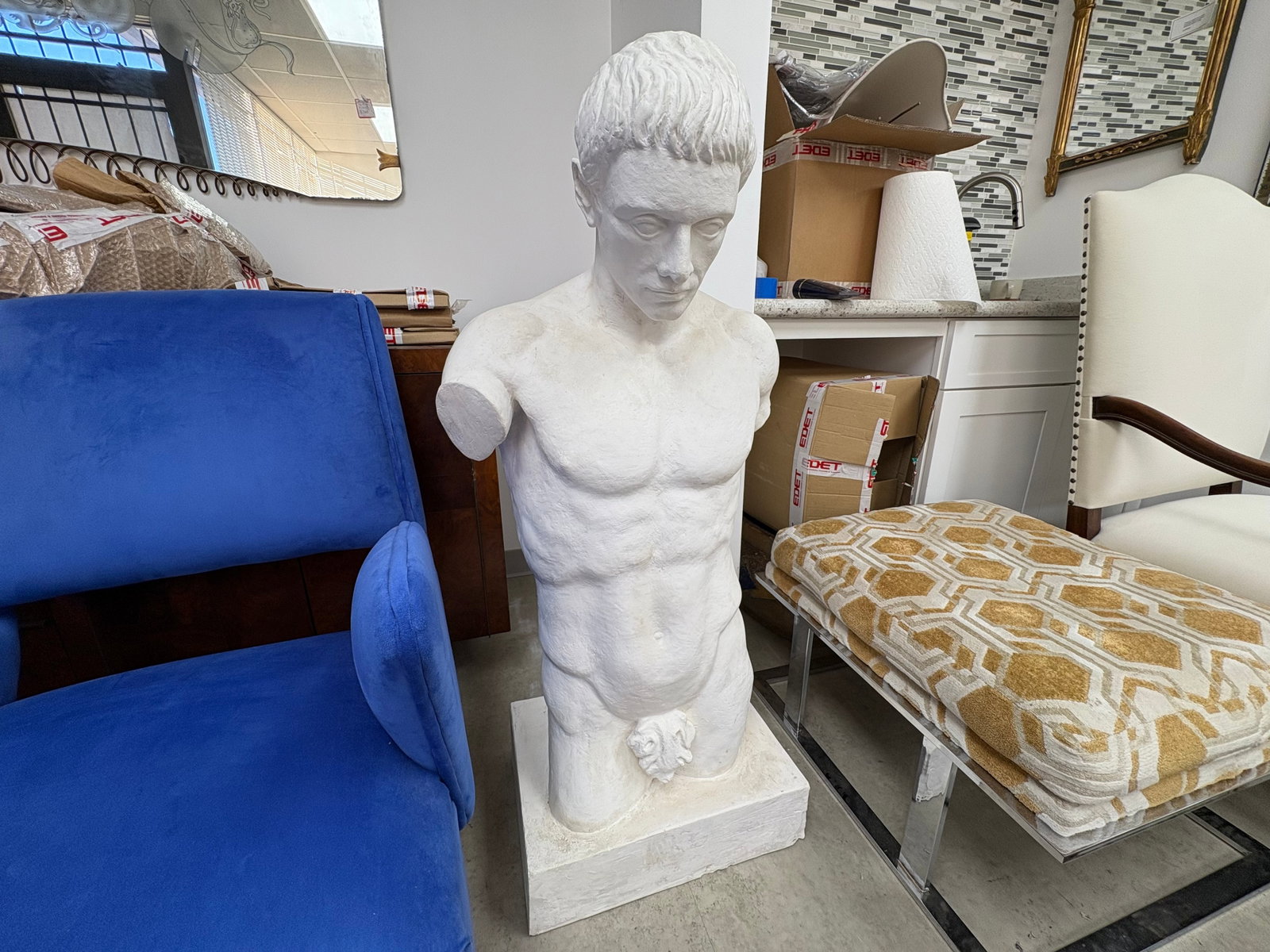 1950s French Plaster Male Torso - 6