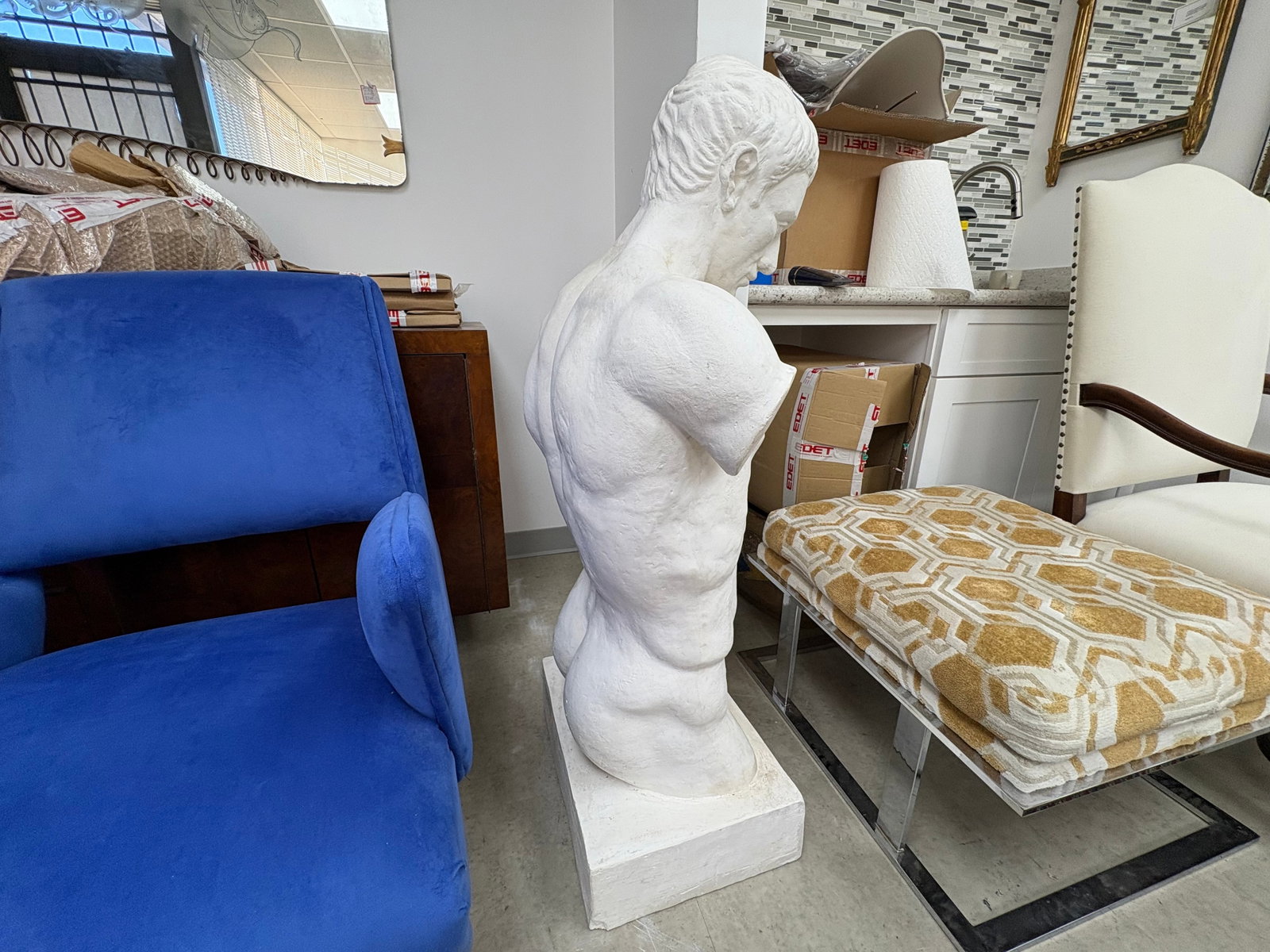 1950s French Plaster Male Torso - 7