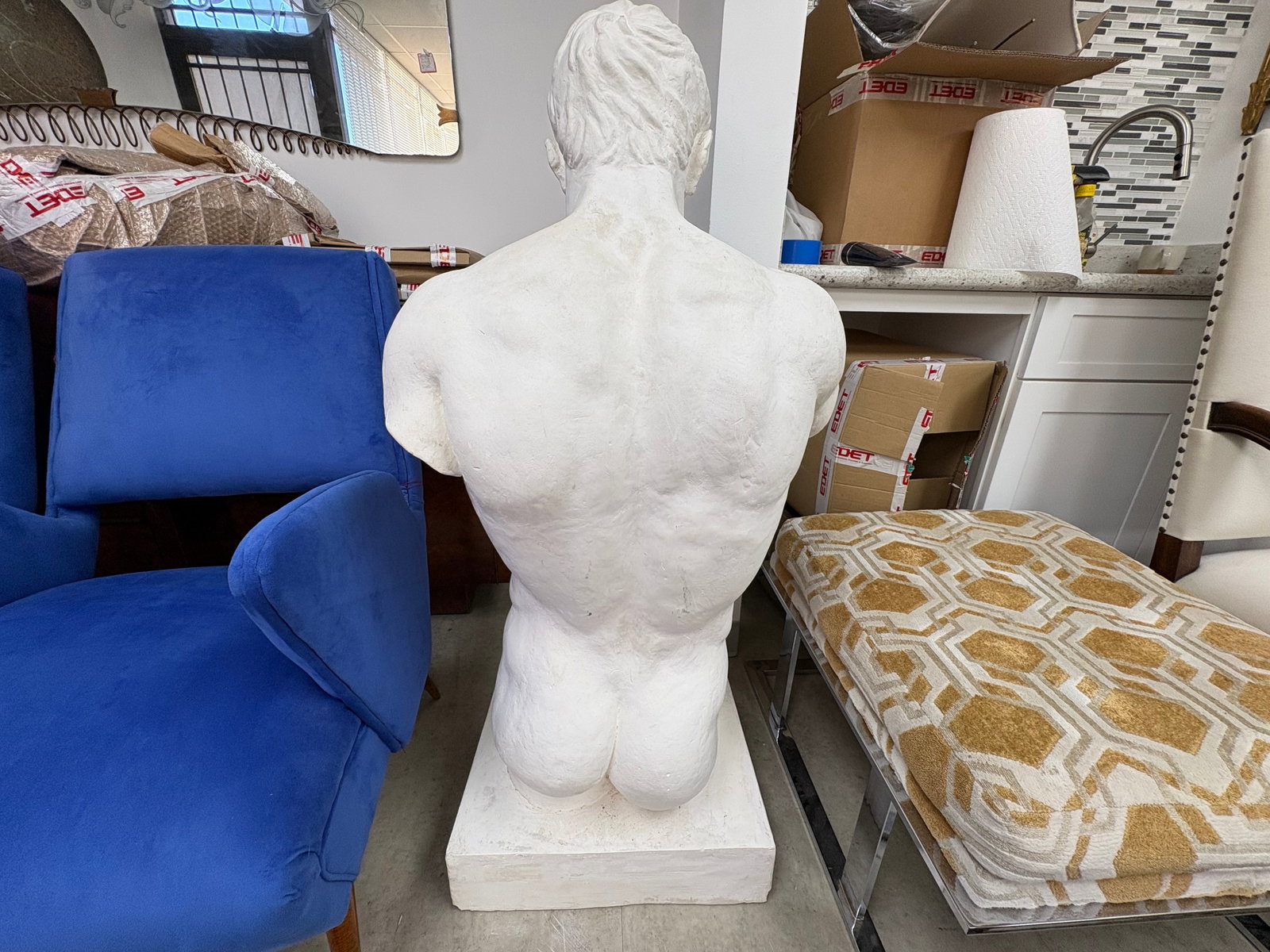 1950s French Plaster Male Torso - 9