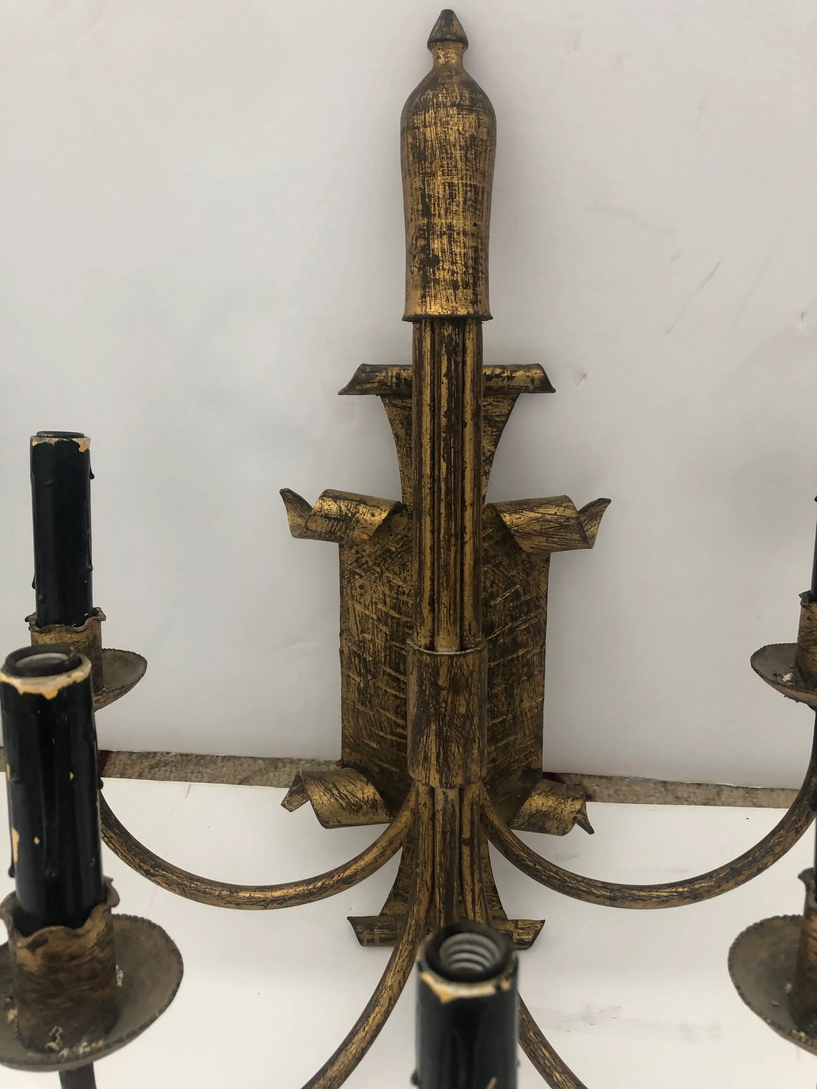 Aged Bronze Patina Metal 5-Arm Sconces - a Pair - 2