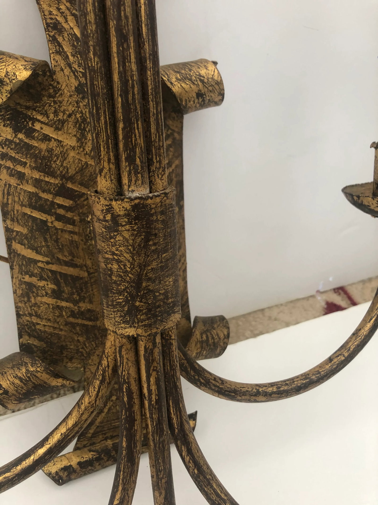 Aged Bronze Patina Metal 5-Arm Sconces - a Pair - 3