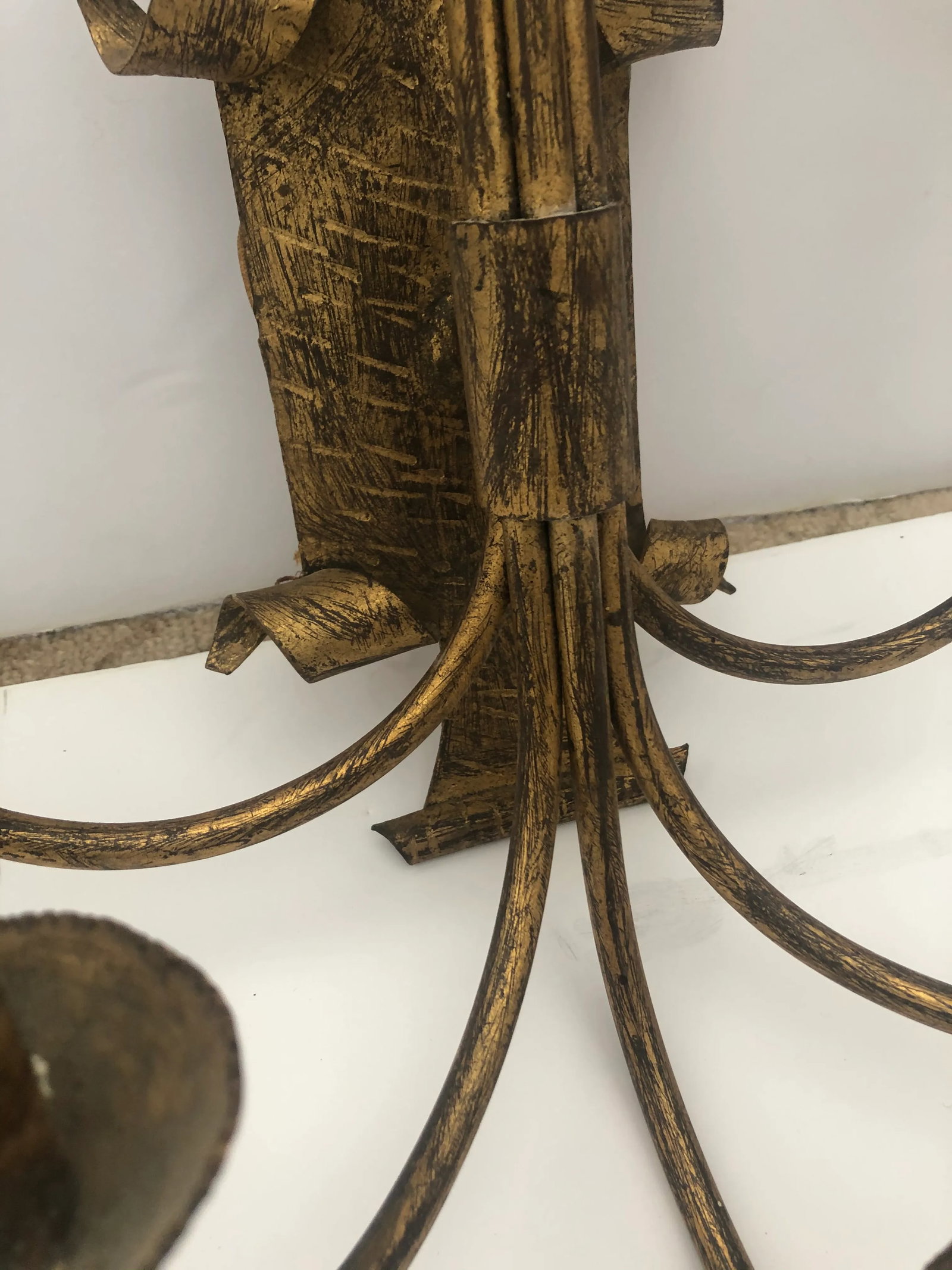 Aged Bronze Patina Metal 5-Arm Sconces - a Pair - 7