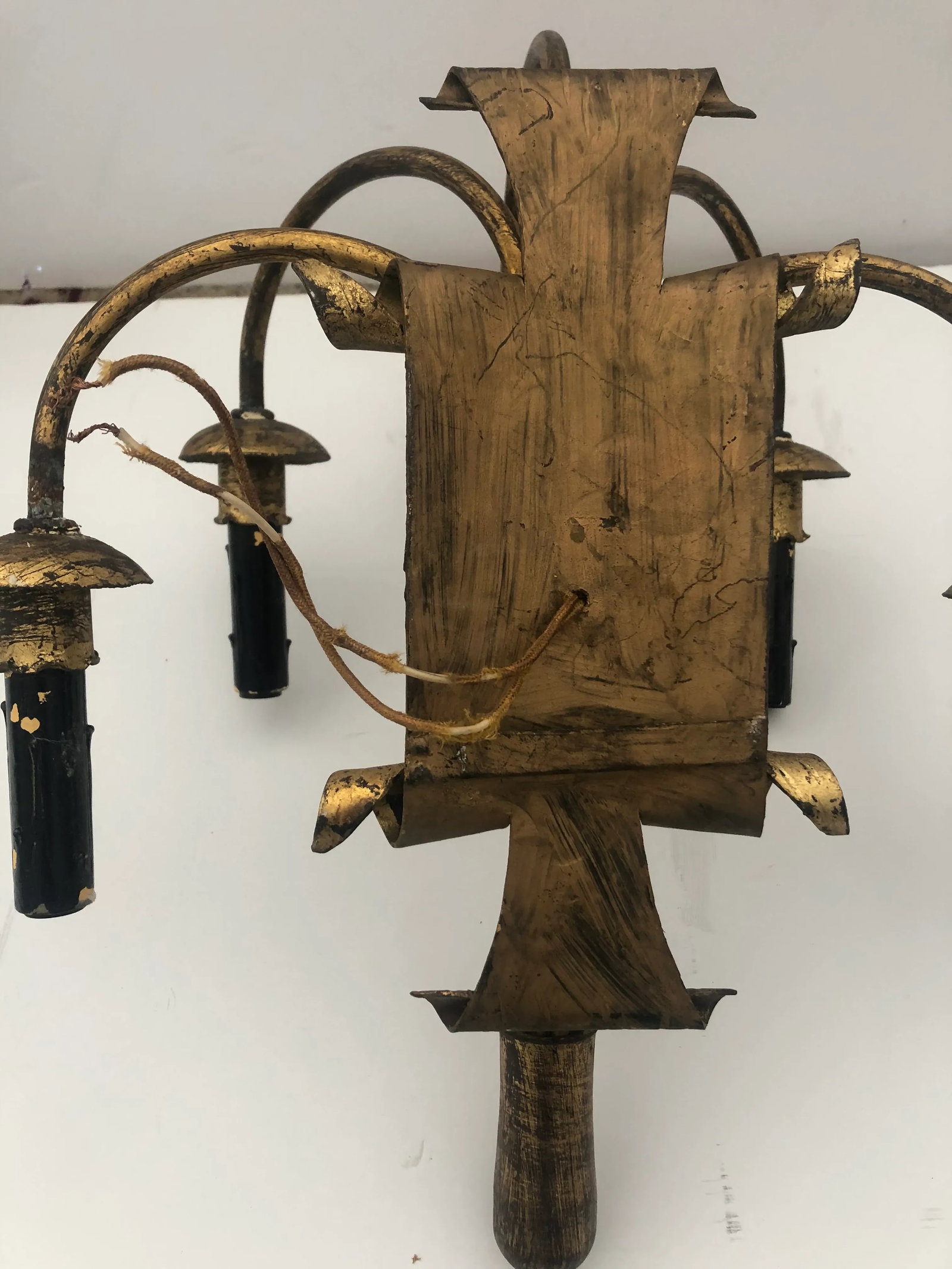 Aged Bronze Patina Metal 5-Arm Sconces - a Pair - 8