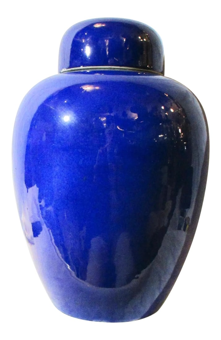 Antique Chinese Blue Glazed Porcelain Ginger Jar (1 of 10)