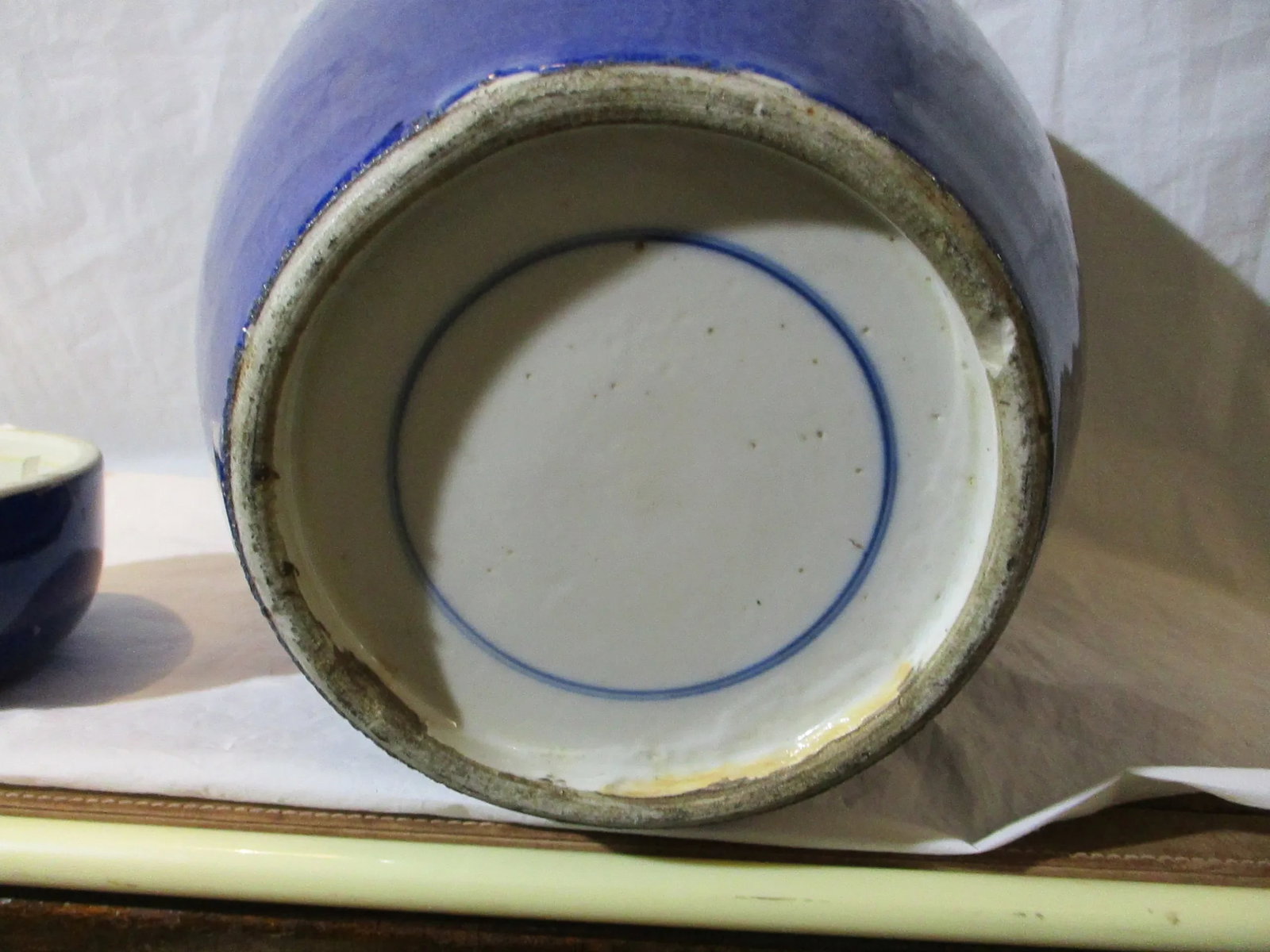 Antique Chinese Blue Glazed Porcelain Ginger Jar - 5