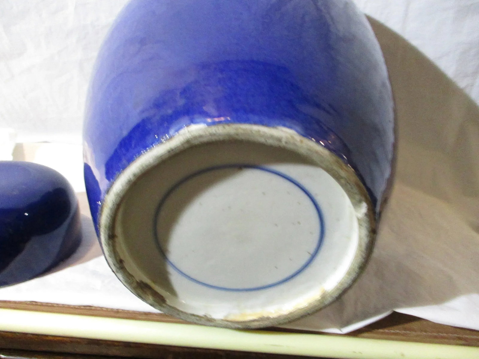 Antique Chinese Blue Glazed Porcelain Ginger Jar - 8
