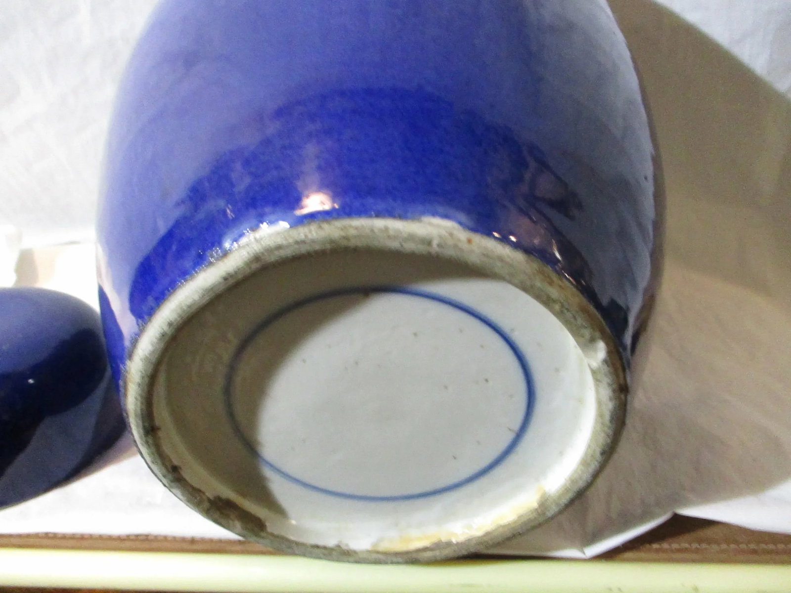 Antique Chinese Blue Glazed Porcelain Ginger Jar - 9
