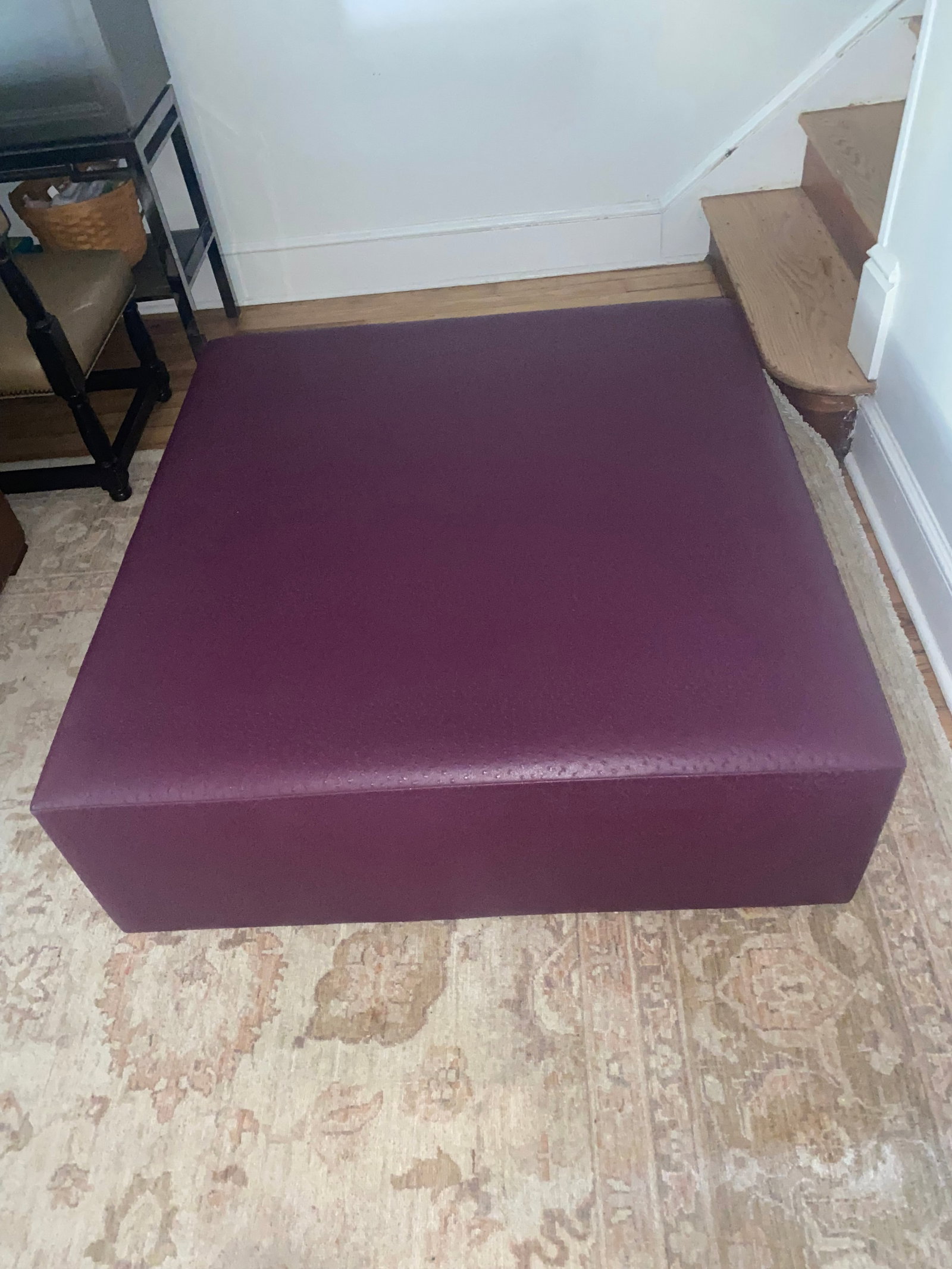 Large Custom Purple Leather Ottoman Coffee Table - 2