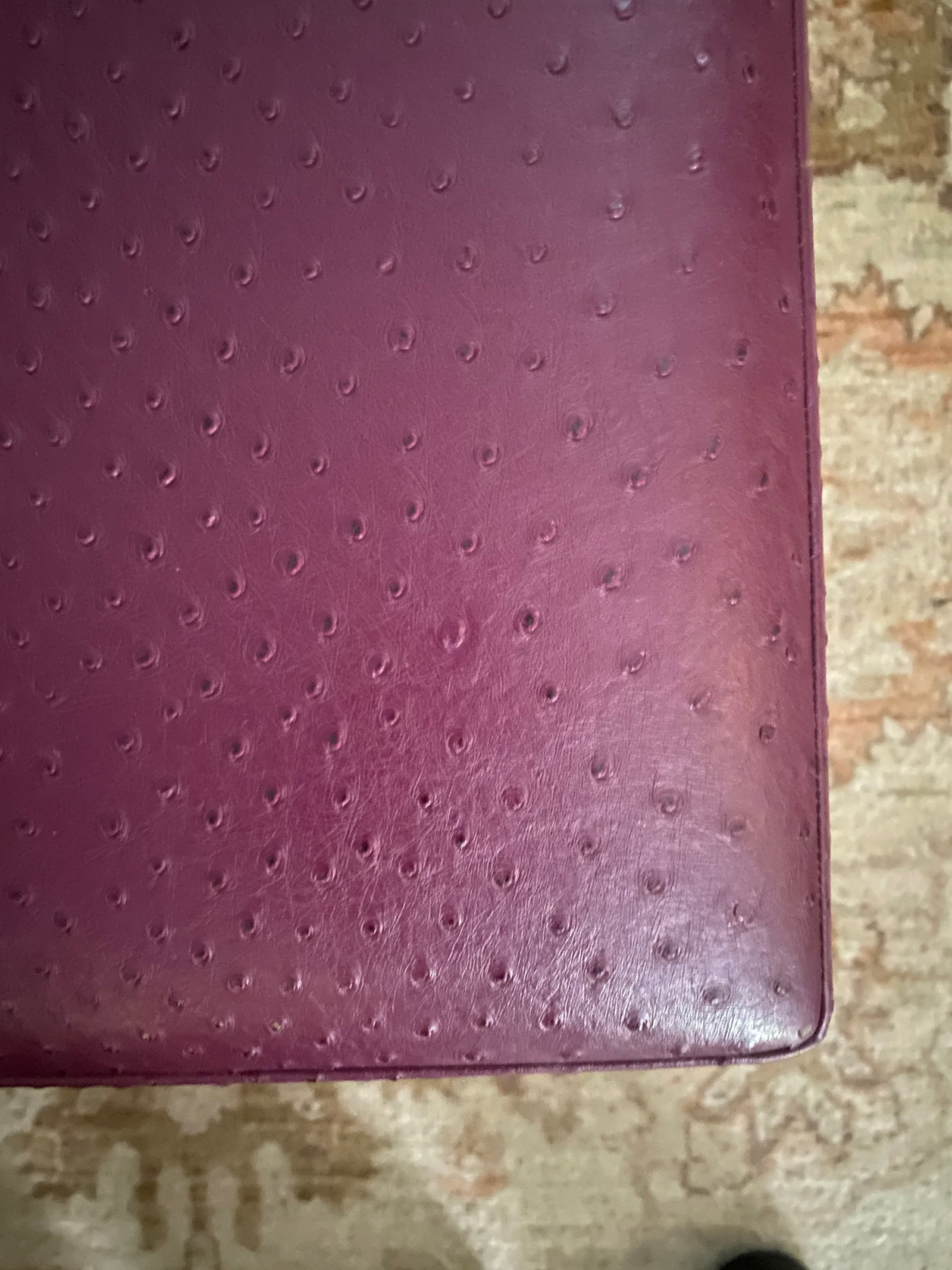 Large Custom Purple Leather Ottoman Coffee Table - 3