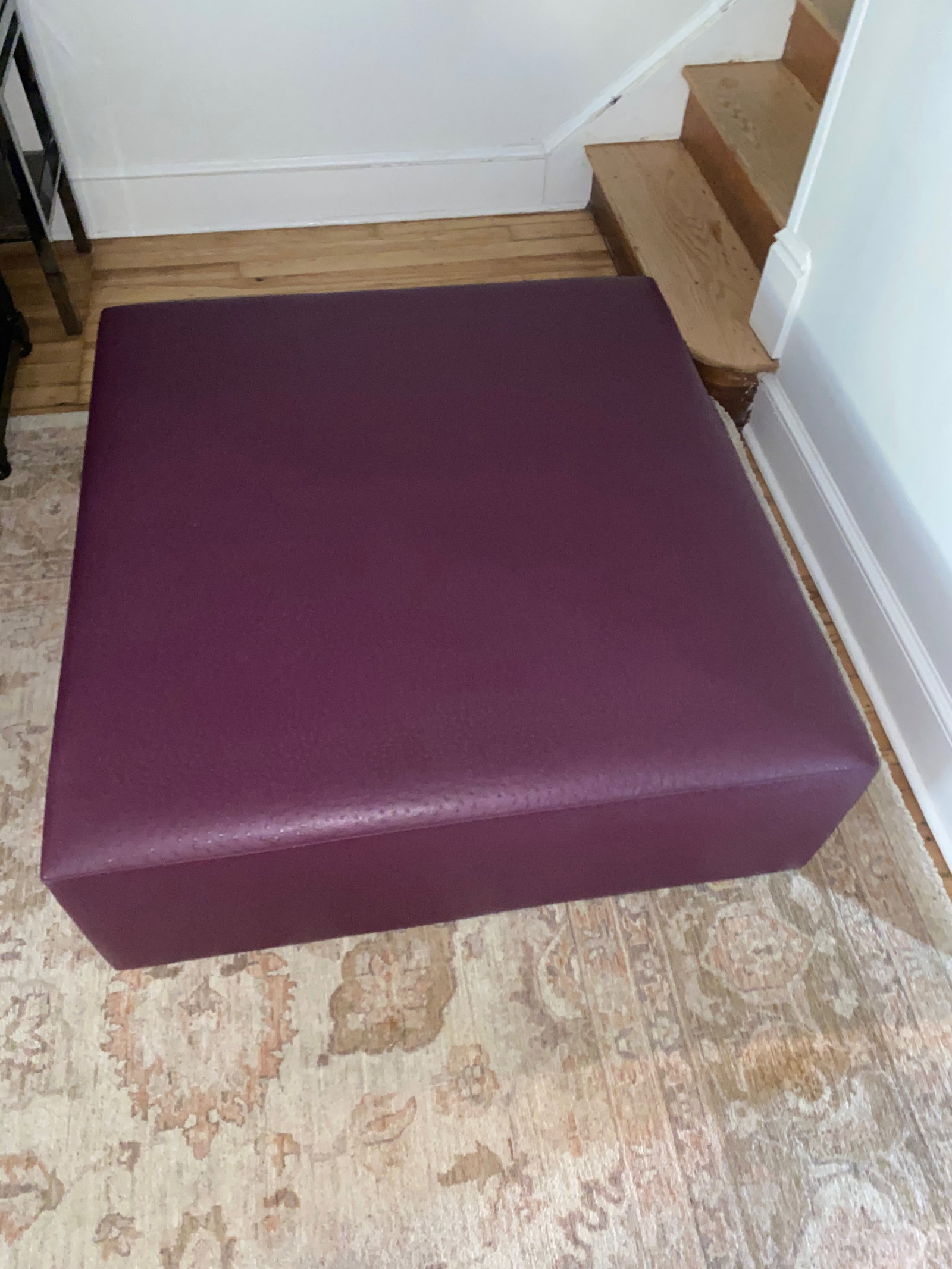 Large Custom Purple Leather Ottoman Coffee Table - 4