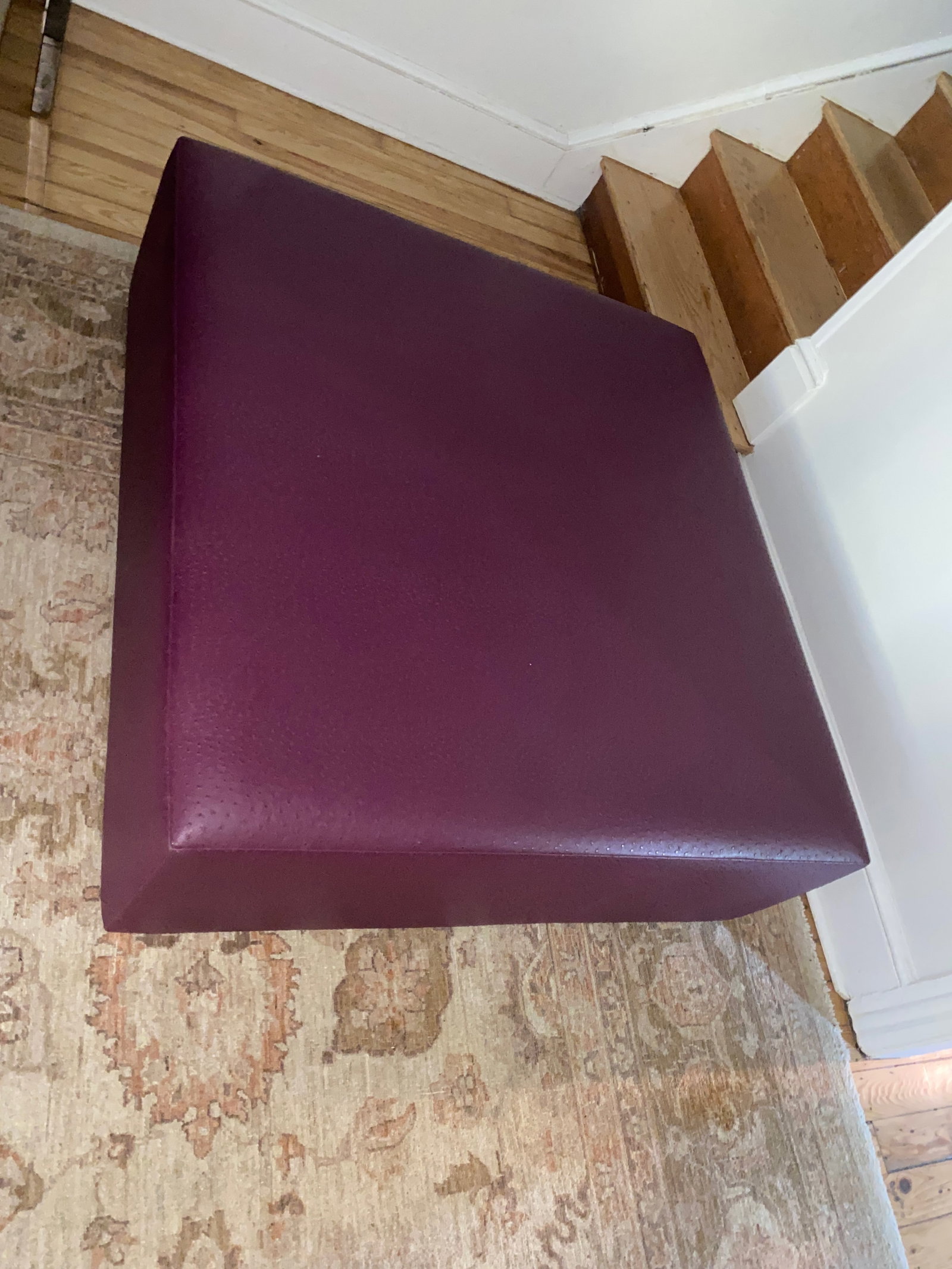 Large Custom Purple Leather Ottoman Coffee Table - 5