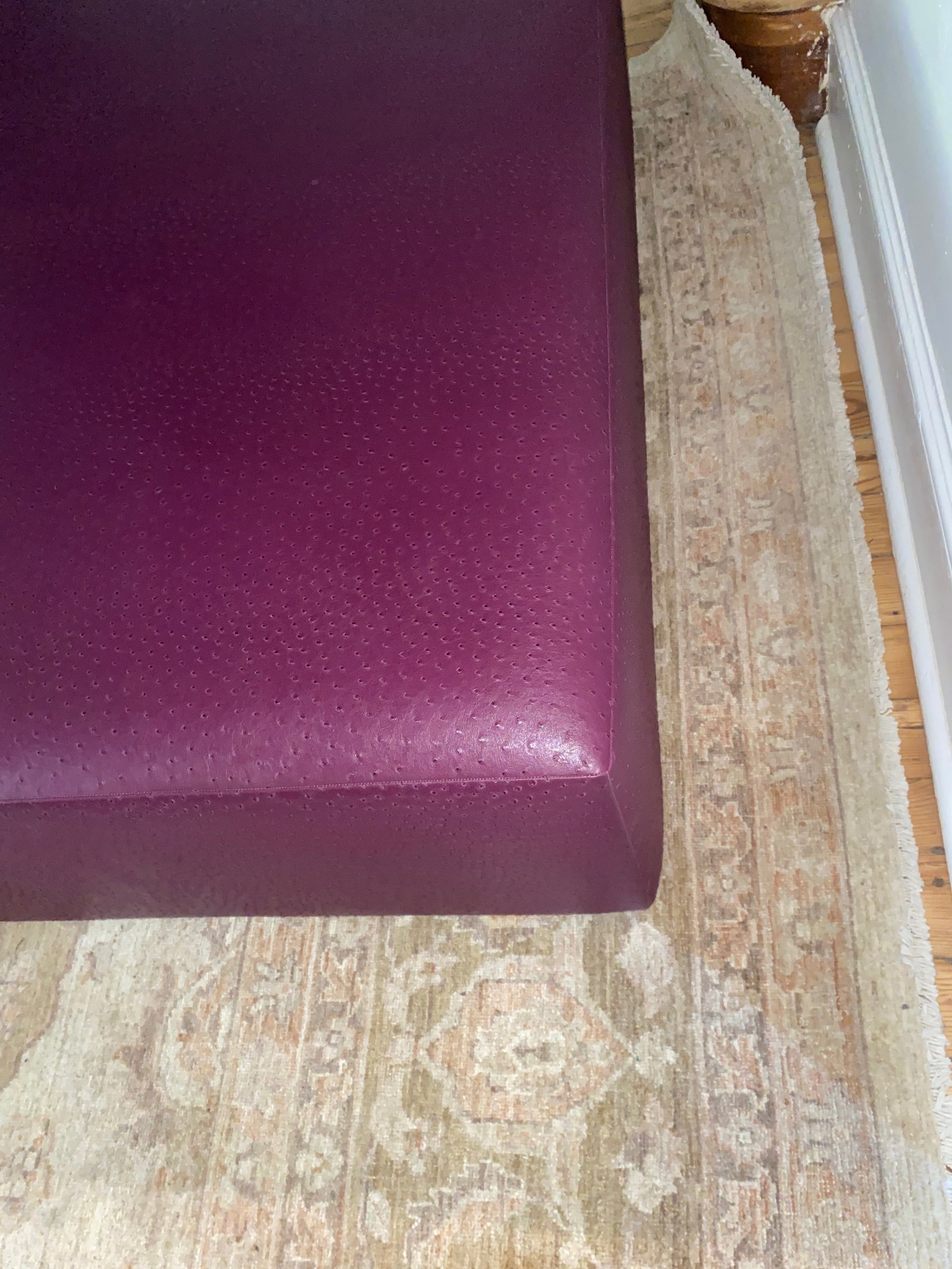 Large Custom Purple Leather Ottoman Coffee Table - 6