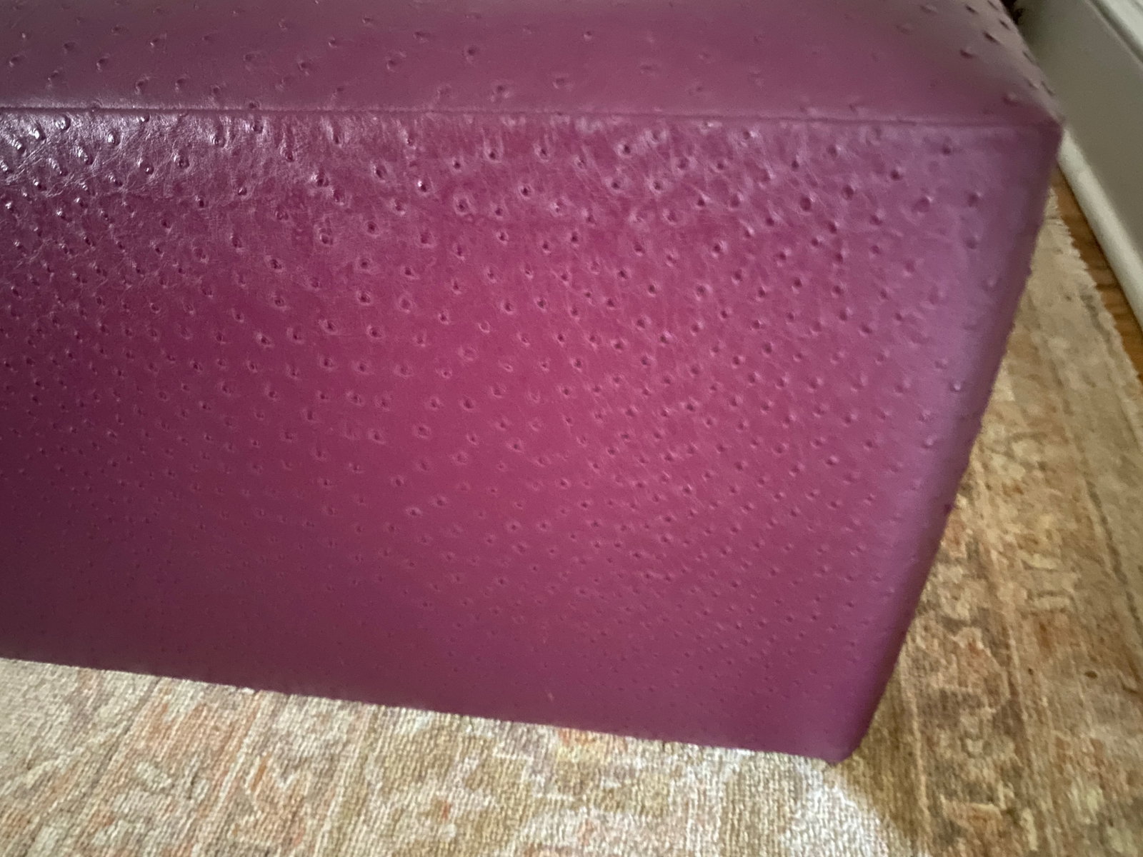 Large Custom Purple Leather Ottoman Coffee Table - 7