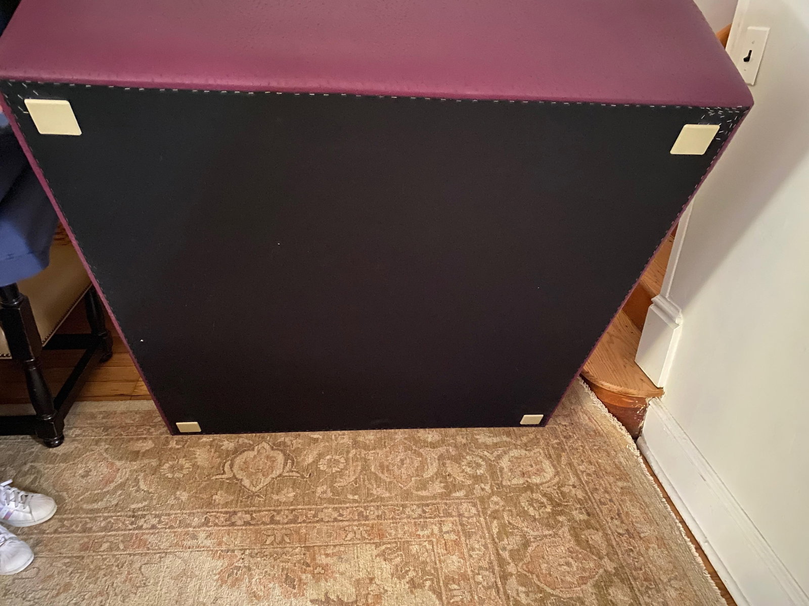 Large Custom Purple Leather Ottoman Coffee Table - 8