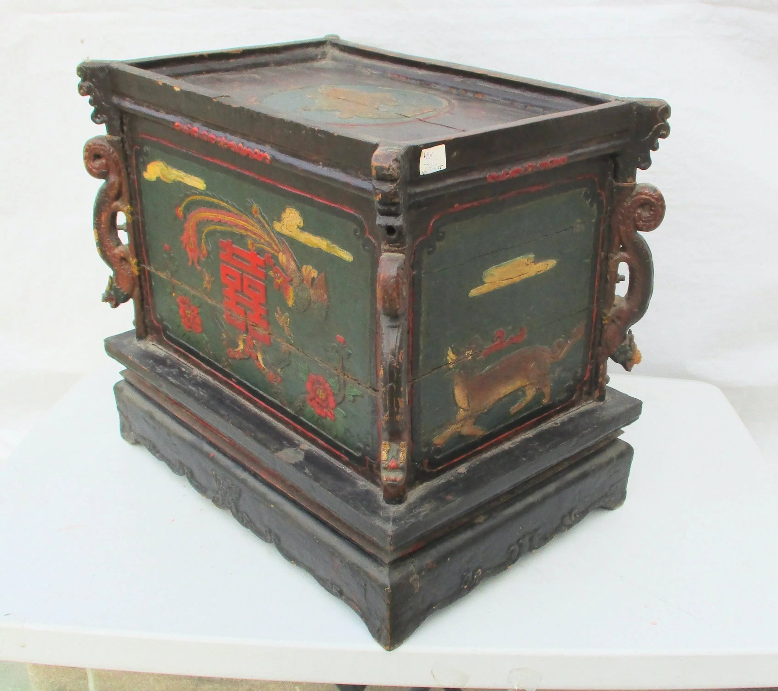 Chinese Provincial Lidded Trunk Hand Made Antique - 11