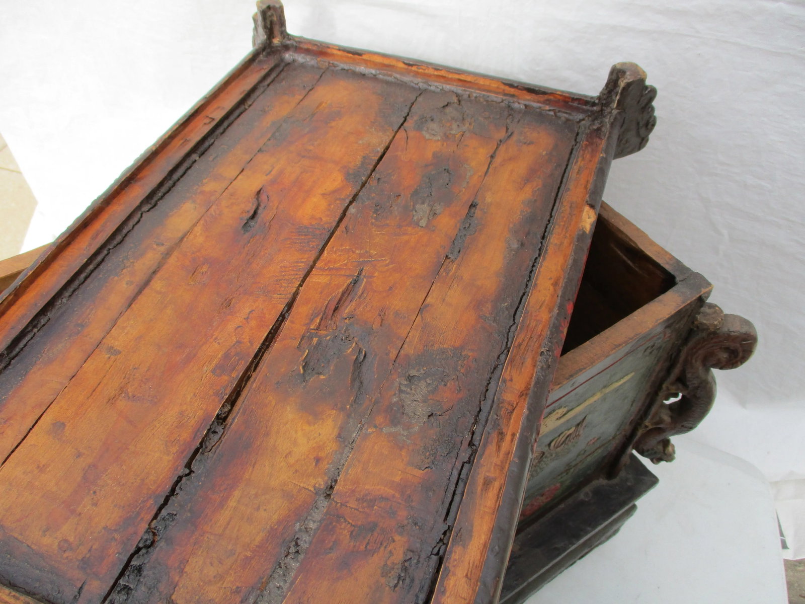 Chinese Provincial Lidded Trunk Hand Made Antique - 7