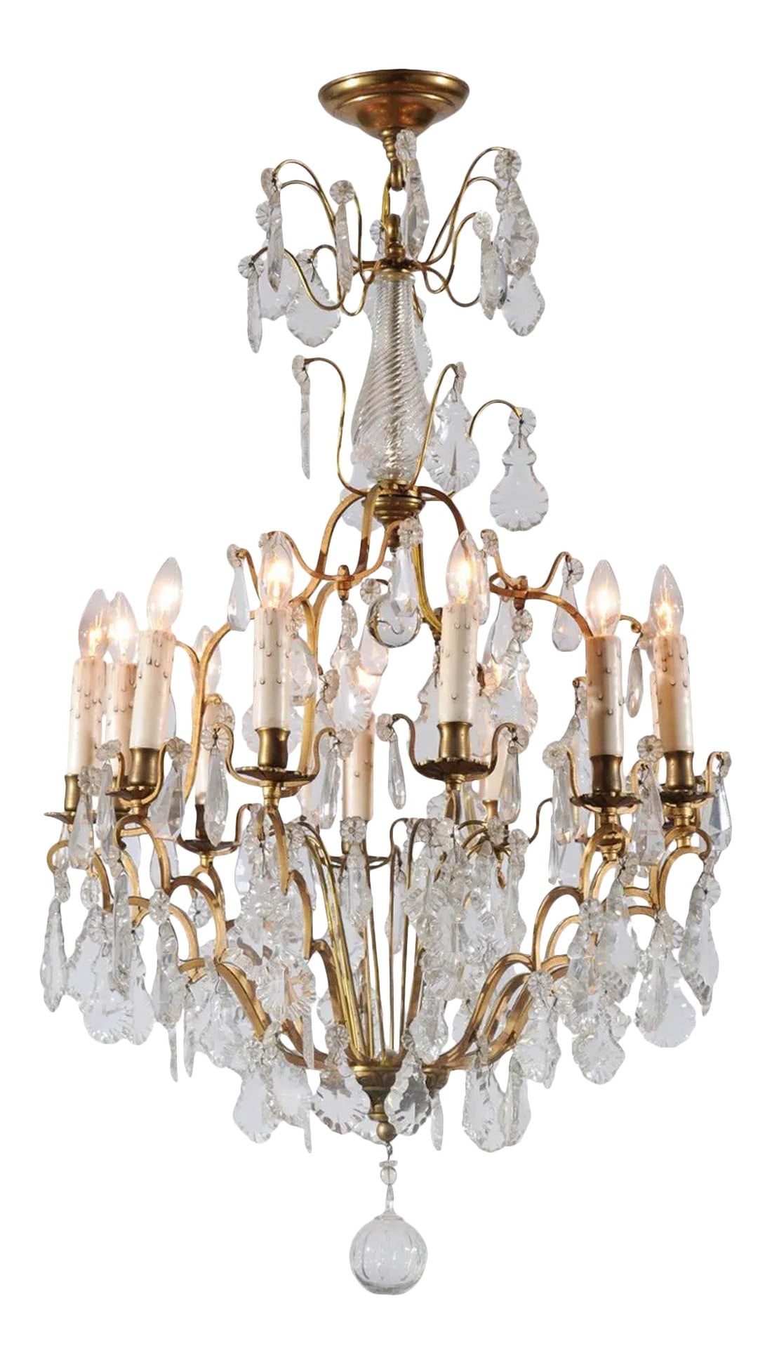 French Late 19th Century Crystal 12-Light Chandelier with Brass Armature (1 of 11)
