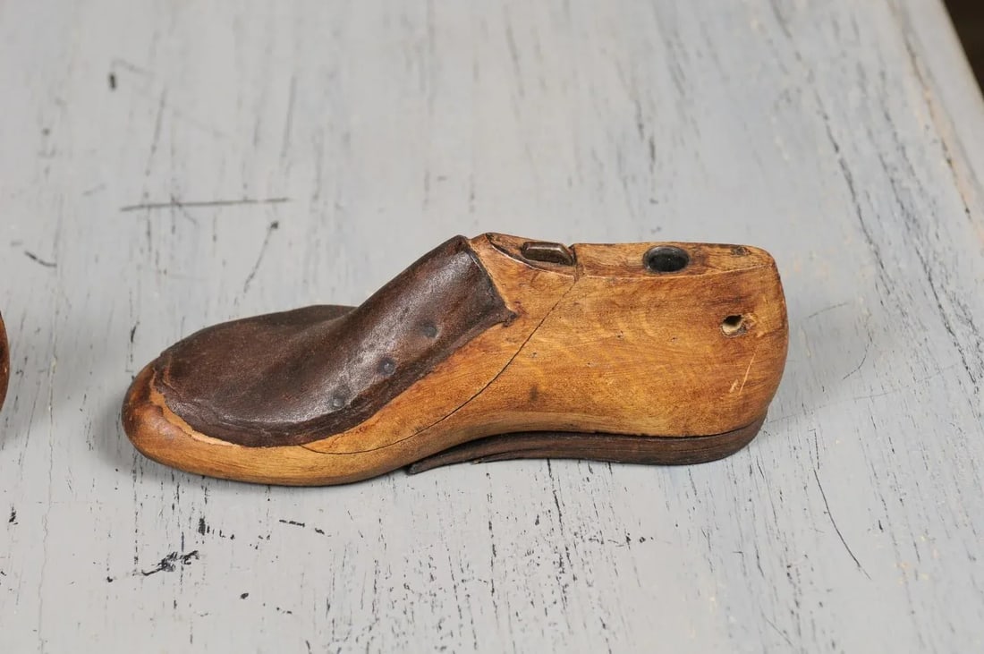 English Vintage Wood and Leather Handmade Cobbler's Shoe Lasts - A Pair - 10