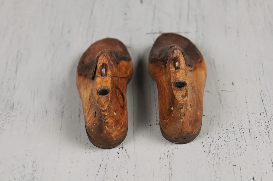 English Vintage Wood and Leather Handmade Cobbler's Shoe Lasts - A Pair - 8