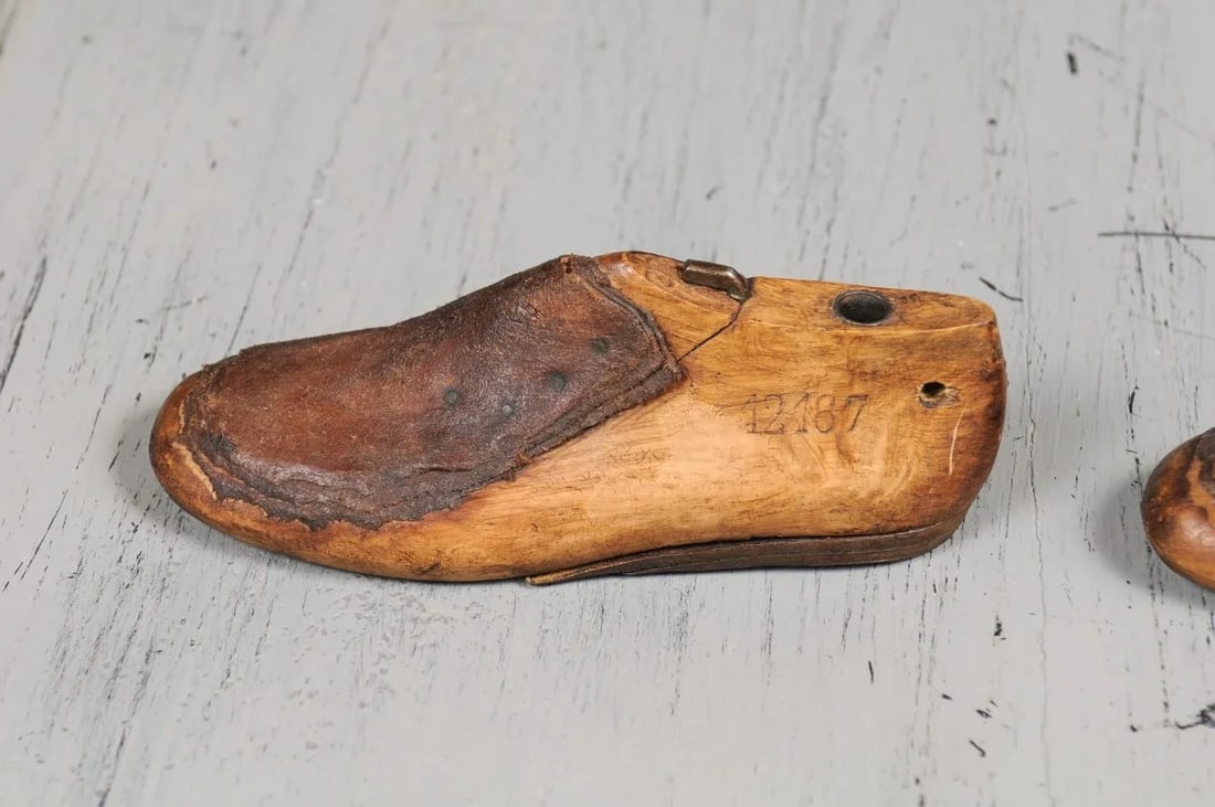 English Vintage Wood and Leather Handmade Cobbler's Shoe Lasts - A Pair - 9