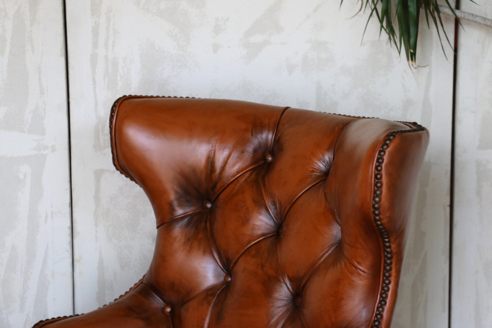 Vintage Pair of Brown Leather Tufted Side Chairs by Century Furniture - 11