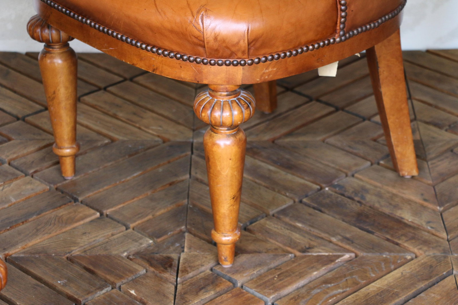 Vintage Pair of Brown Leather Tufted Side Chairs by Century Furniture - 13