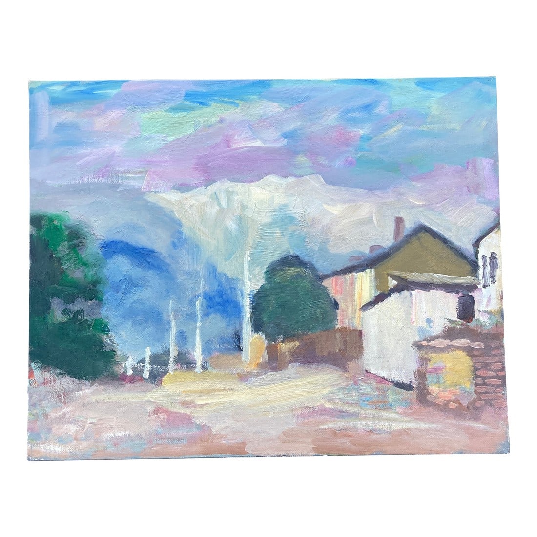Vintage Landscape Oil Painting: This beautiful landscape is attributed to Murat Kaboulov. It was created in the early 2000s. The painting is in excellent vintage condition. Unsigned. Undated. Condition: Alterations: Original