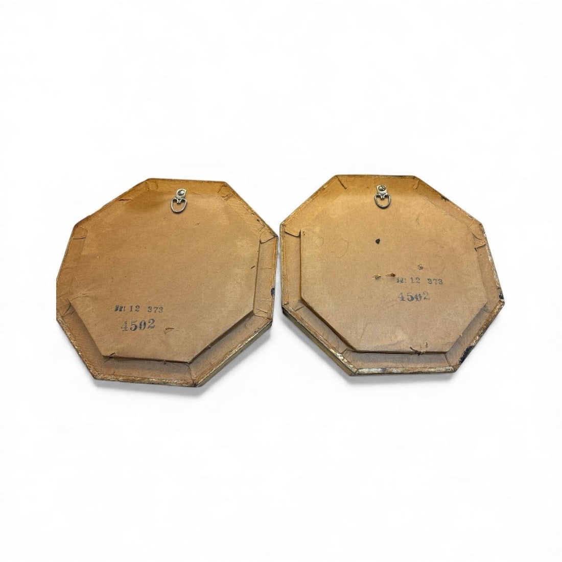Mid 20th Century Pair "• Italian Florentine Octagonal Miniature Plaques "” 8.25" - 4