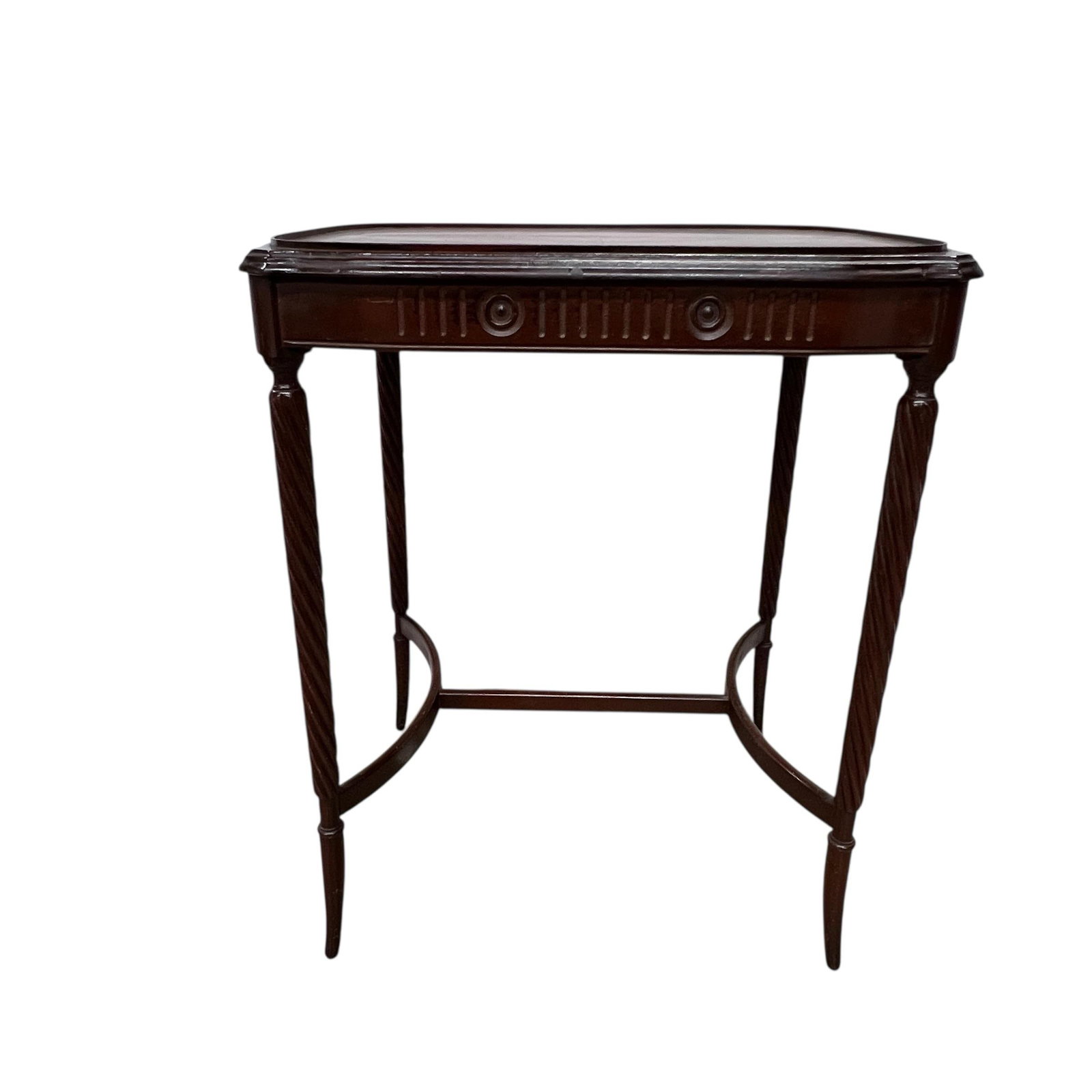 Antique Mahogany Side, Drink, Tea Table, Burl Top and Barley Twist Legs - 3