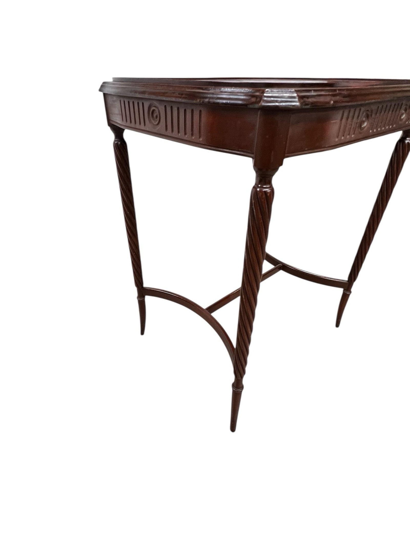 Antique Mahogany Side, Drink, Tea Table, Burl Top and Barley Twist Legs - 4