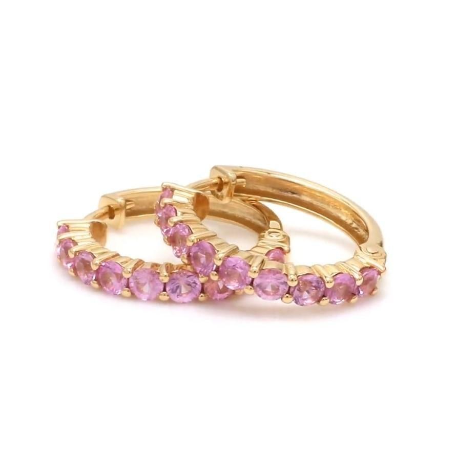 1.91 CTs Natural pink sapphire earrings in 18k gold - 11