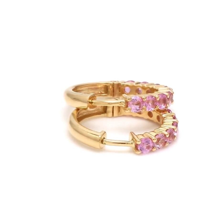 1.91 CTs Natural pink sapphire earrings in 18k gold - 3