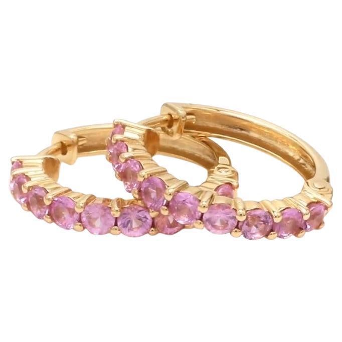 1.91 CTs Natural pink sapphire earrings in 18k gold - 5