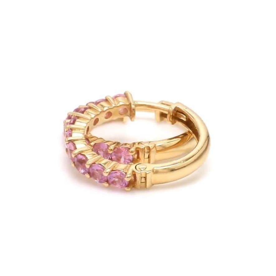 1.91 CTs Natural pink sapphire earrings in 18k gold - 8