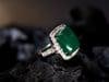Natural Zambian caboshan Emerald diamond ring in 18k gold - 16