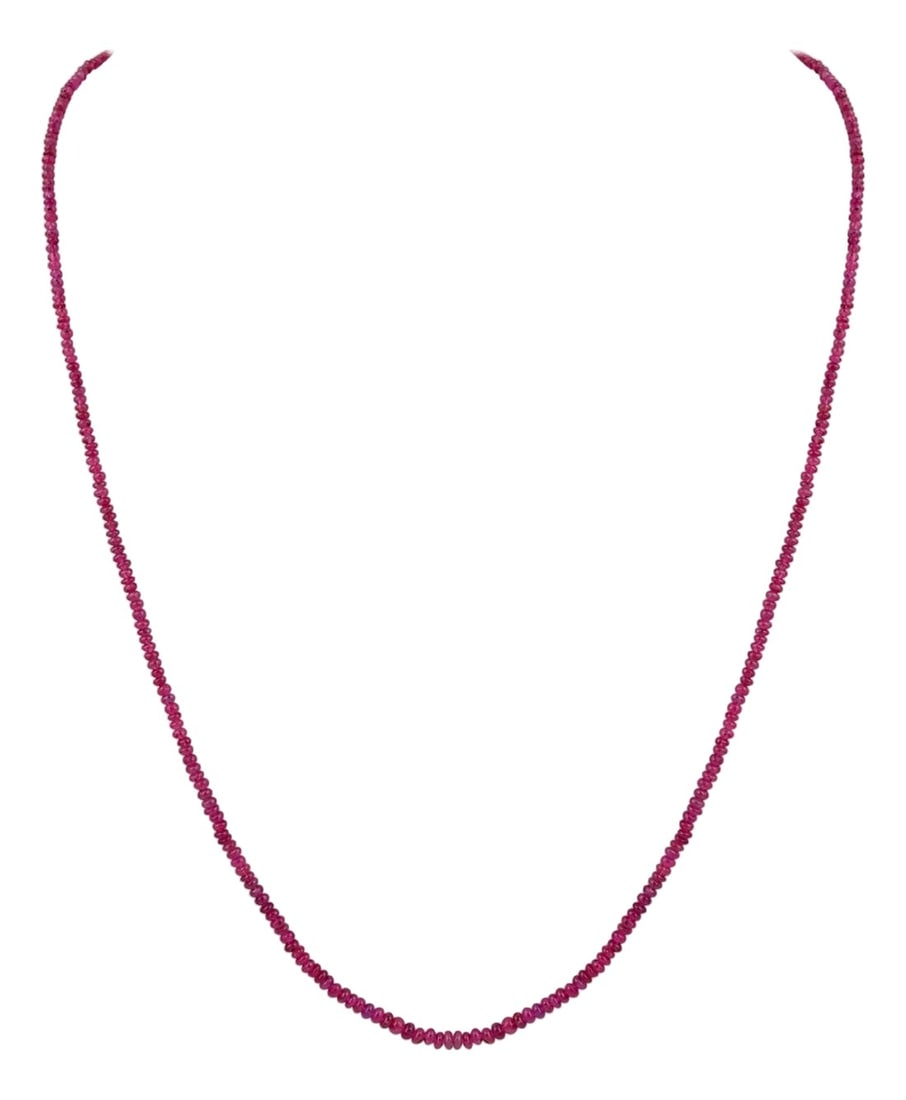 Natural 100 Carat Natural Ruby Bead Single Strand Necklace with Silver Clasp (1 of 17)