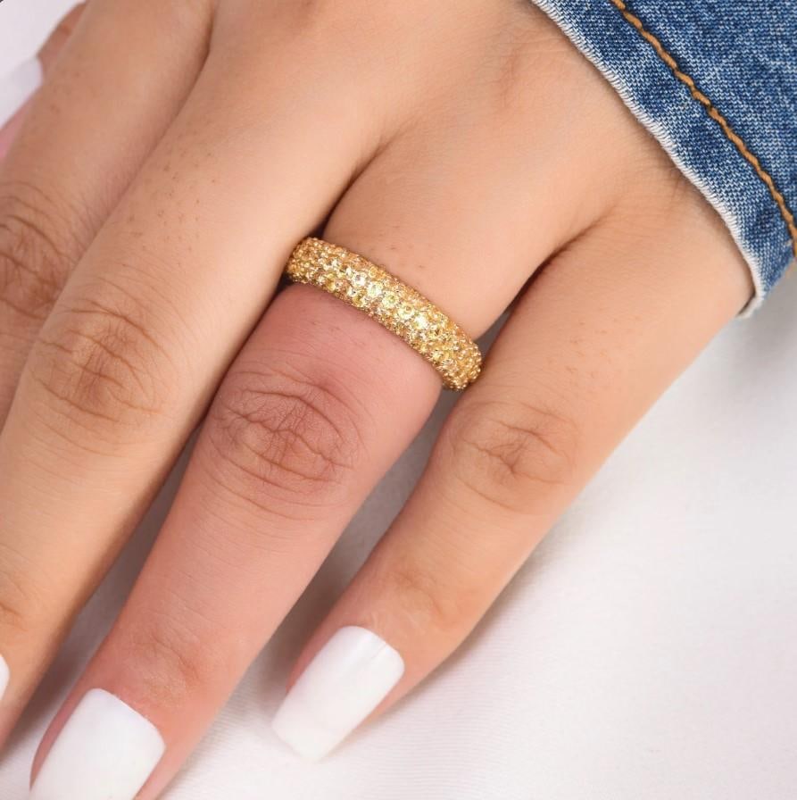 Natural 4.16 cts yellow sapphire ring in 14k gold - 12