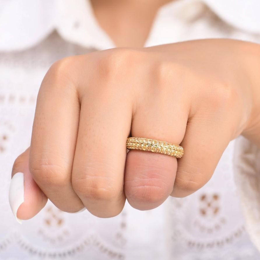 Natural 4.16 cts yellow sapphire ring in 14k gold - 13