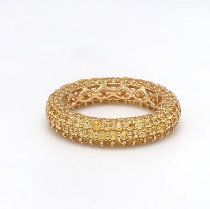 Natural 4.16 cts yellow sapphire ring in 14k gold - 7