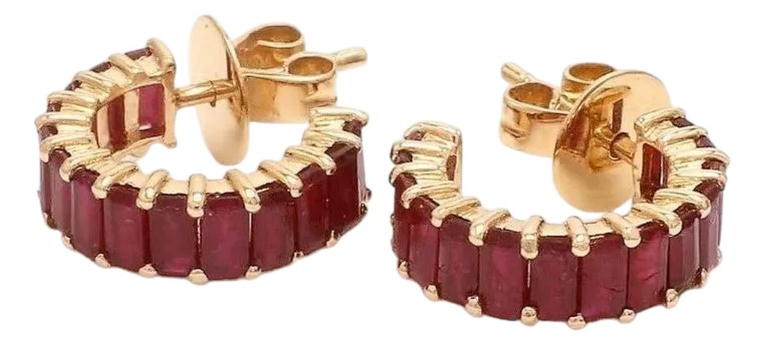 3.33 ct Natural ruby earring in 14k gold (1 of 17)