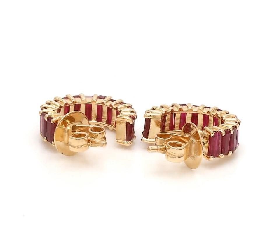 3.33 ct Natural ruby earring in 14k gold - 4