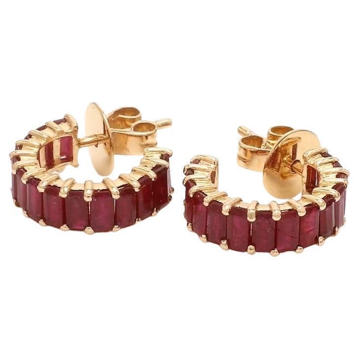 3.33 ct Natural ruby earring in 14k gold - 5