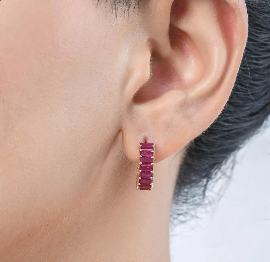 3.33 ct Natural ruby earring in 14k gold - 8