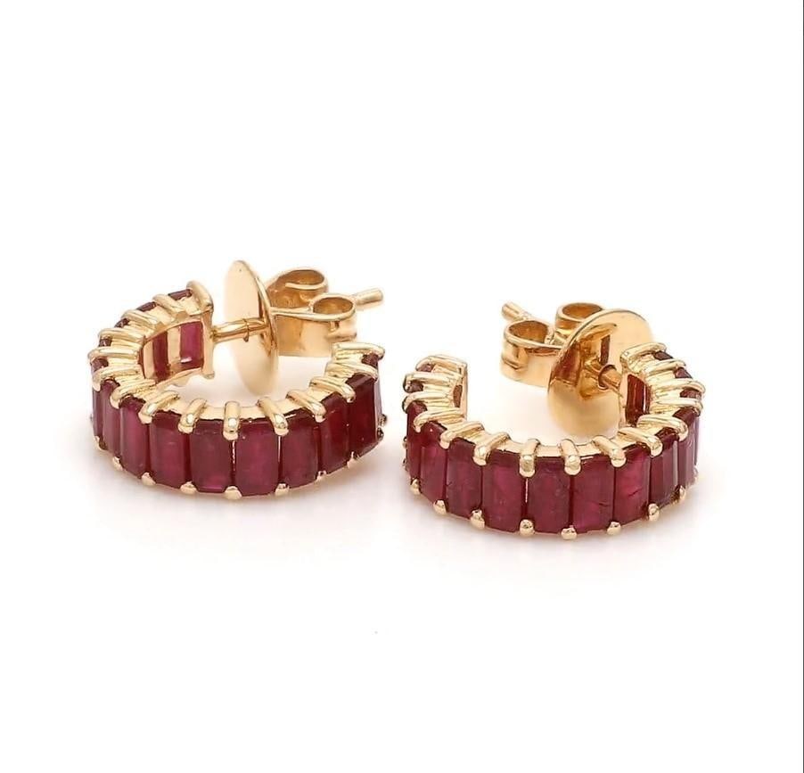 3.33 ct Natural ruby earring in 14k gold - 9