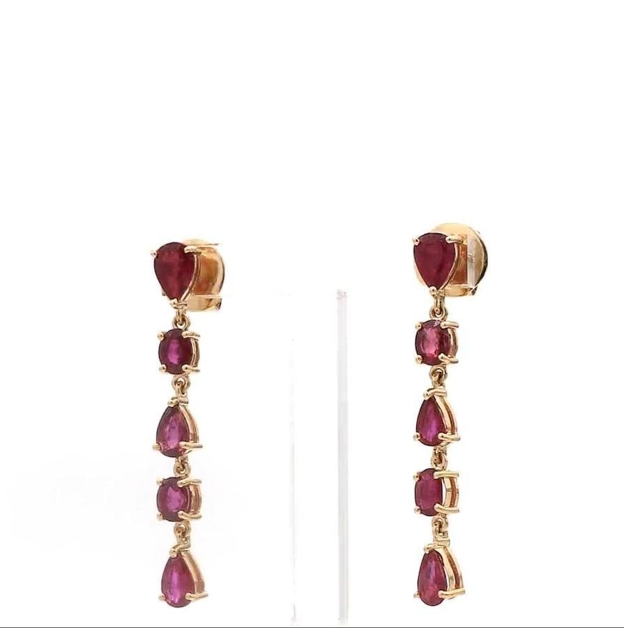 3.03 cts Natural ruby earrings in 14k gold - 14
