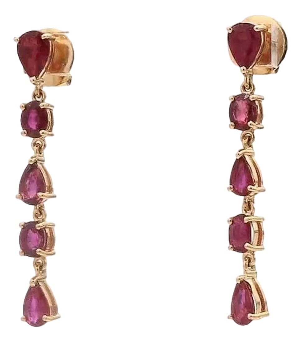 3.03 cts Natural ruby earrings in 14k gold (1 of 17)