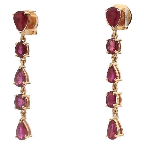 3.03 cts Natural ruby earrings in 14k gold - 5